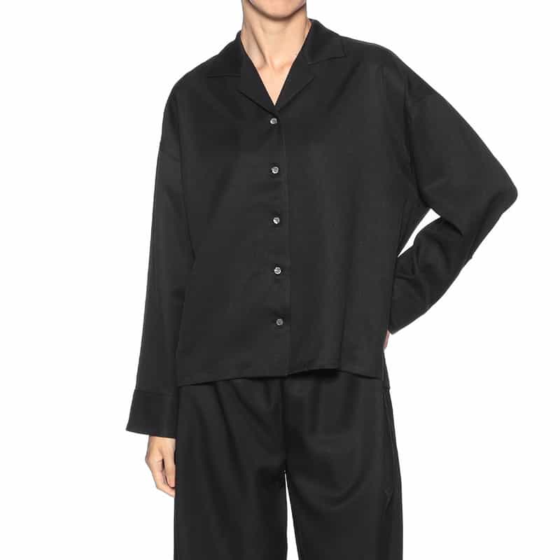 BARNEYS NEW YORK セットアップ ドロップショルダー パジャマ風シャツ BLACK