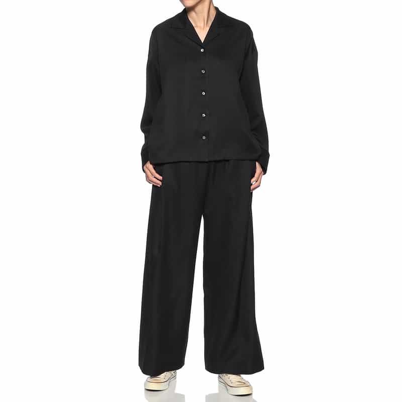 BARNEYS NEW YORK セットアップ ドロップショルダー パジャマ風シャツ BLACK