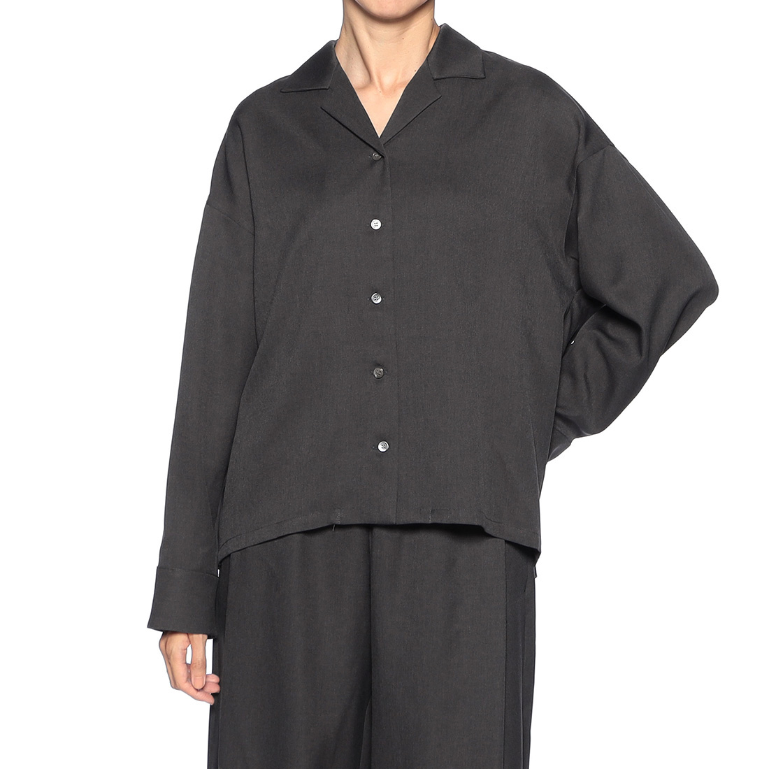 セットアップ ドロップショルダー パジャマ風シャツ