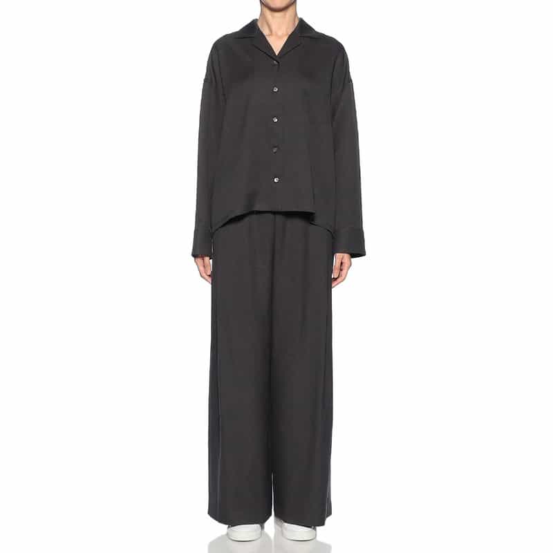 BARNEYS NEW YORK セットアップ ドロップショルダー パジャマ風シャツ DARK GRAY