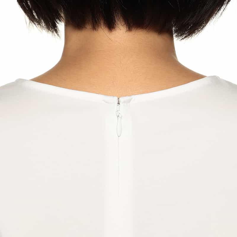 BARNEYS NEW YORK ボリュームスリーブ ノーカラーブラウス WHITE