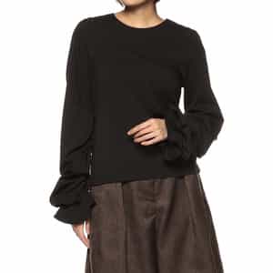 ボリュームスリーブ ノーカラーブラウス