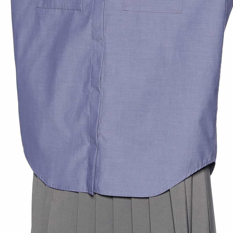 BARNEYS NEW YORK ノーカラー スリットスリーブ シャツ BLUE