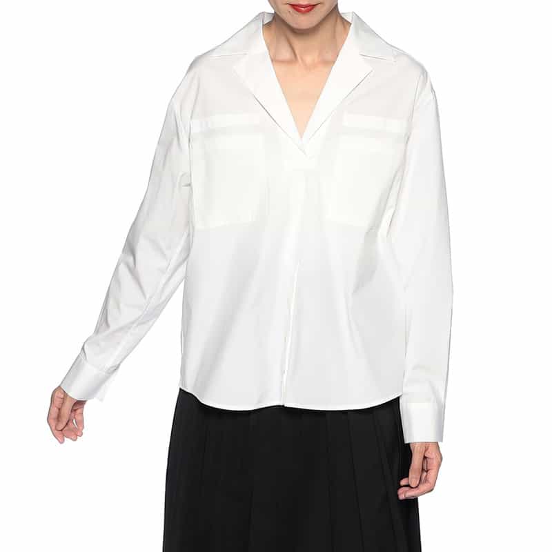 BARNEYS NEW YORK サファリ スキッパーシャツ WHITE