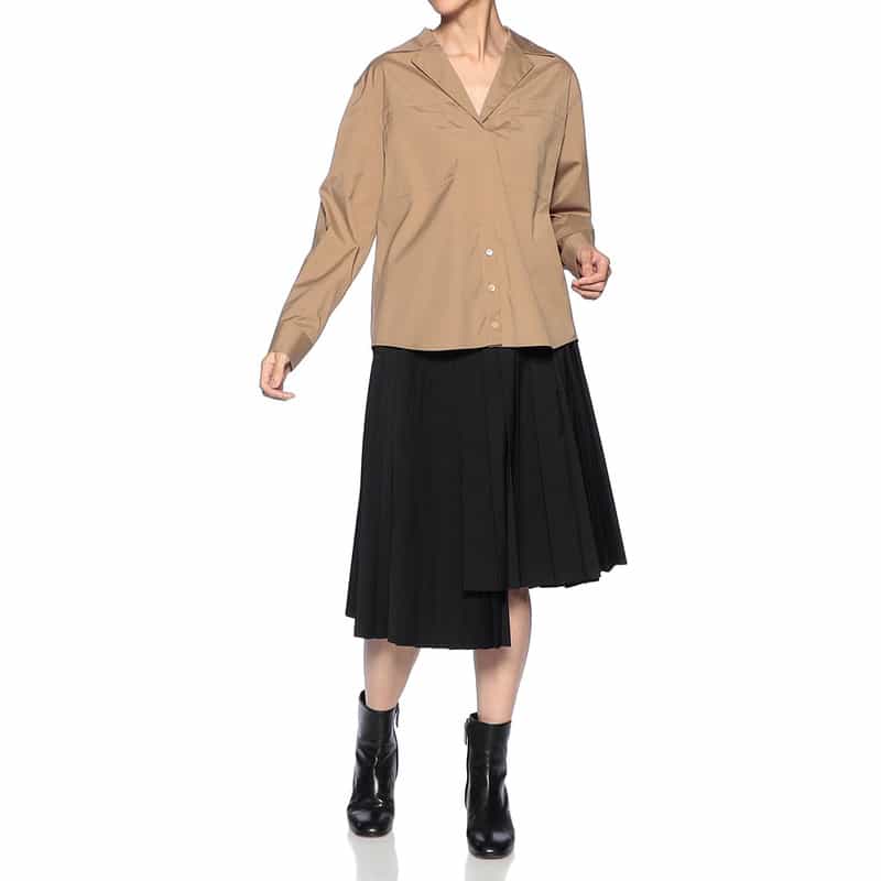 BARNEYS NEW YORK サファリ スキッパーシャツ CAMEL