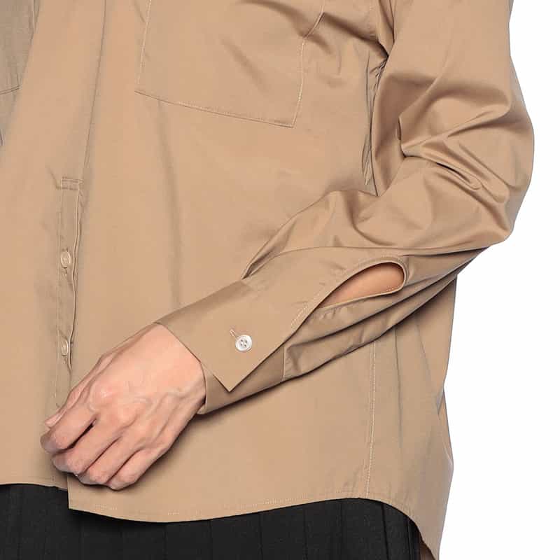 BARNEYS NEW YORK サファリ スキッパーシャツ CAMEL