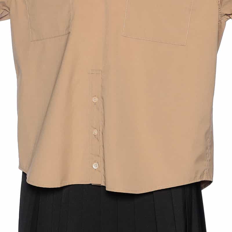 BARNEYS NEW YORK サファリ スキッパーシャツ CAMEL