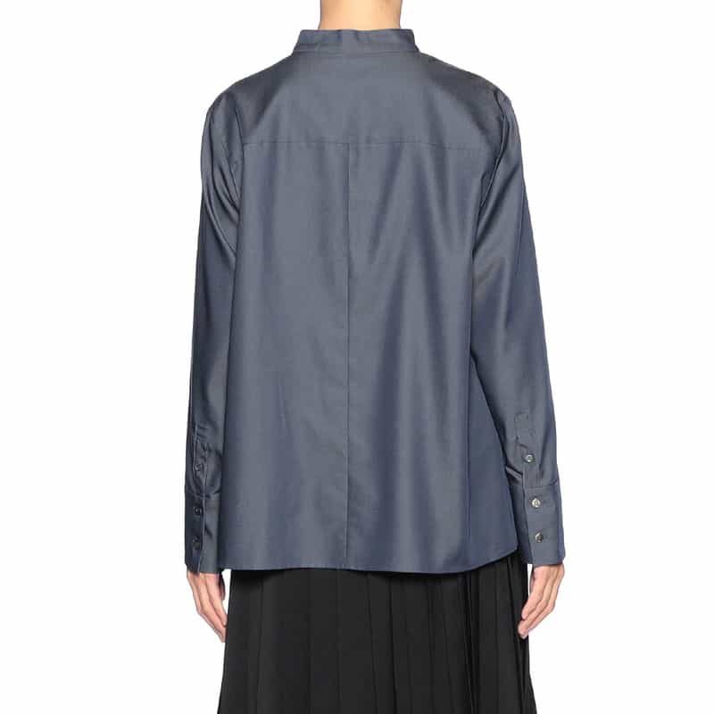 BARNEYS NEW YORK ウエスタン フリルブラウス NAVY