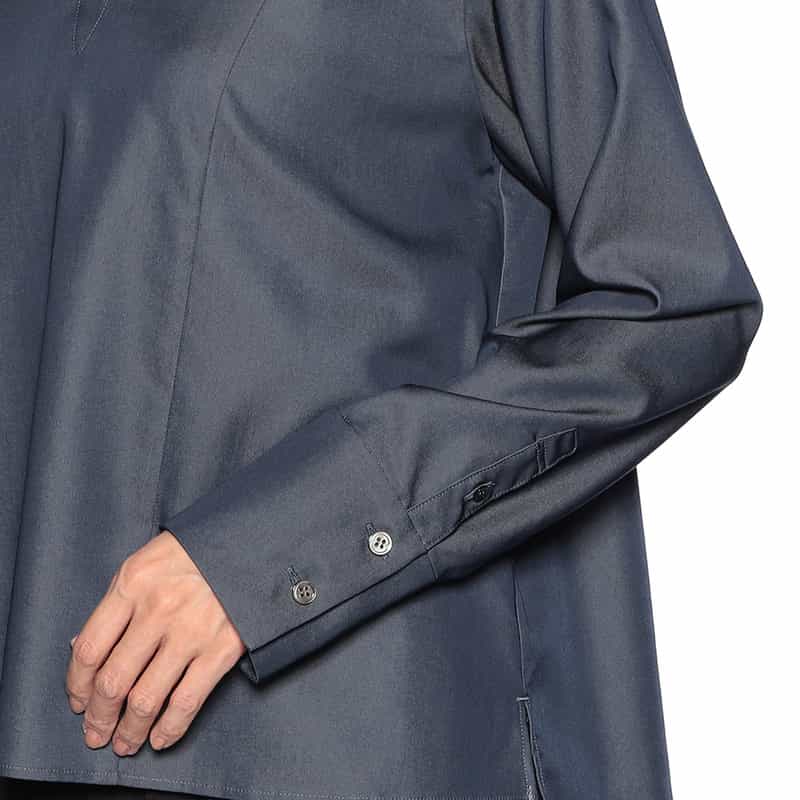 BARNEYS NEW YORK ウエスタン フリルブラウス NAVY