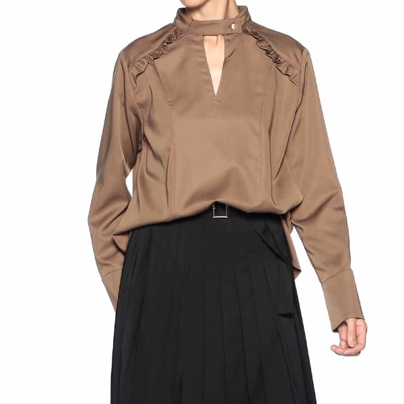 BARNEYS NEW YORK ウエスタン フリルブラウス BROWN