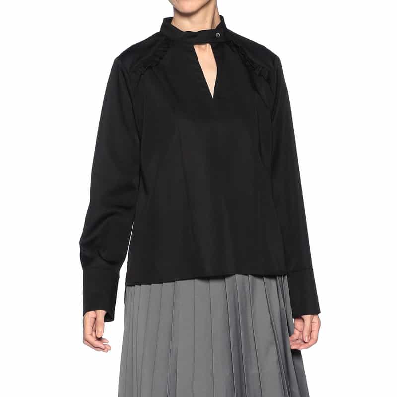 BARNEYS NEW YORK ウエスタン フリルブラウス BLACK