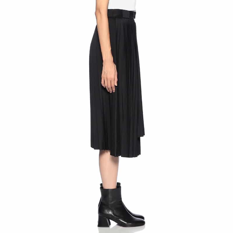 BARNEYS NEW YORK 変形ラップ プリーツスカート BLACK