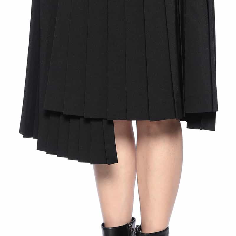 BARNEYS NEW YORK 変形ラップ プリーツスカート BLACK