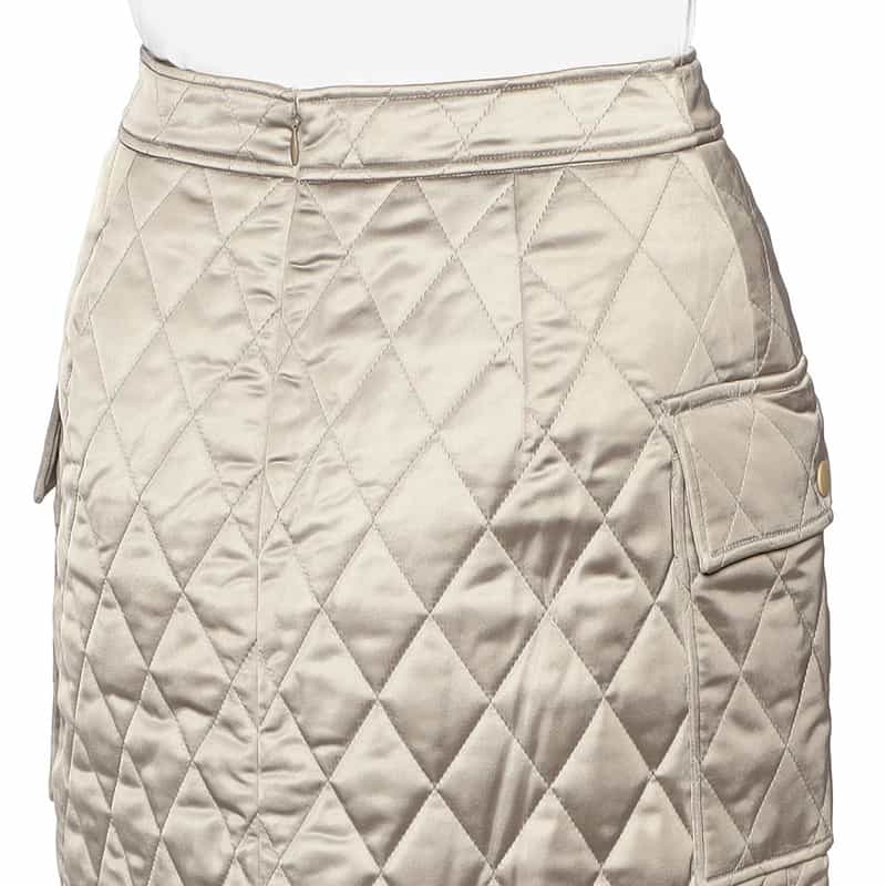 BARNEYS NEW YORK キルティング フロントボタン タイトスカート KHAKI