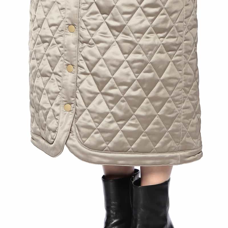 BARNEYS NEW YORK キルティング フロントボタン タイトスカート KHAKI