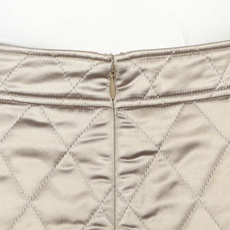 BARNEYS NEW YORK キルティング フロントボタン タイトスカート KHAKI