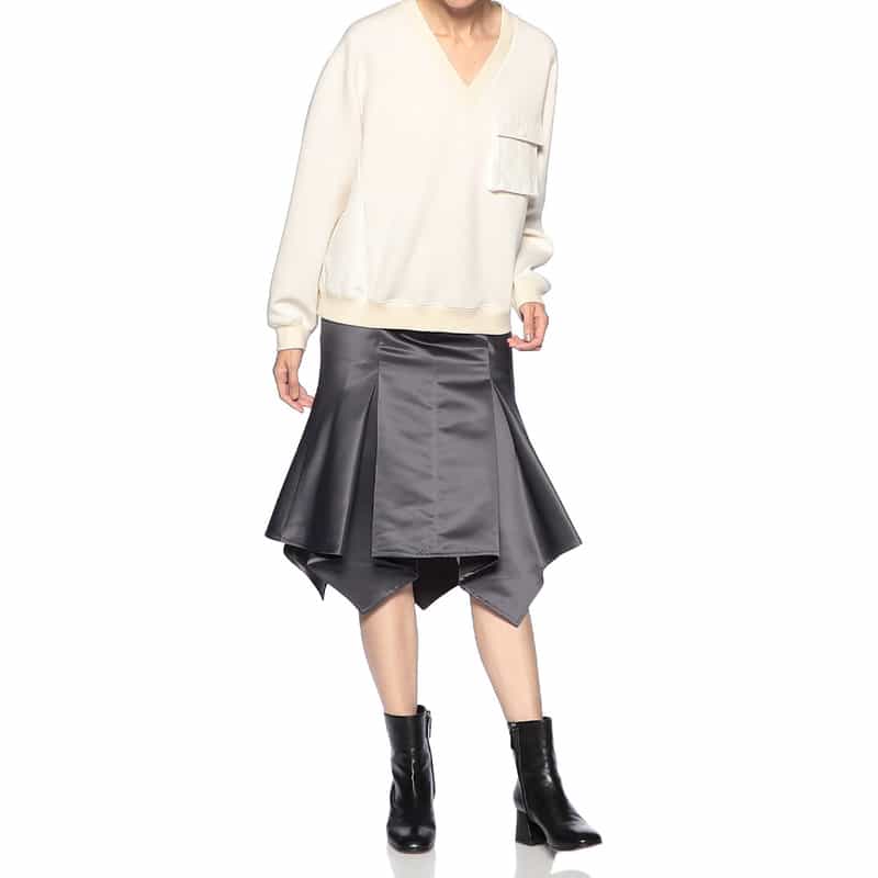 BARNEYS NEW YORK アシンメトリーヘム シャイニー マーメイドスカート GRAY
