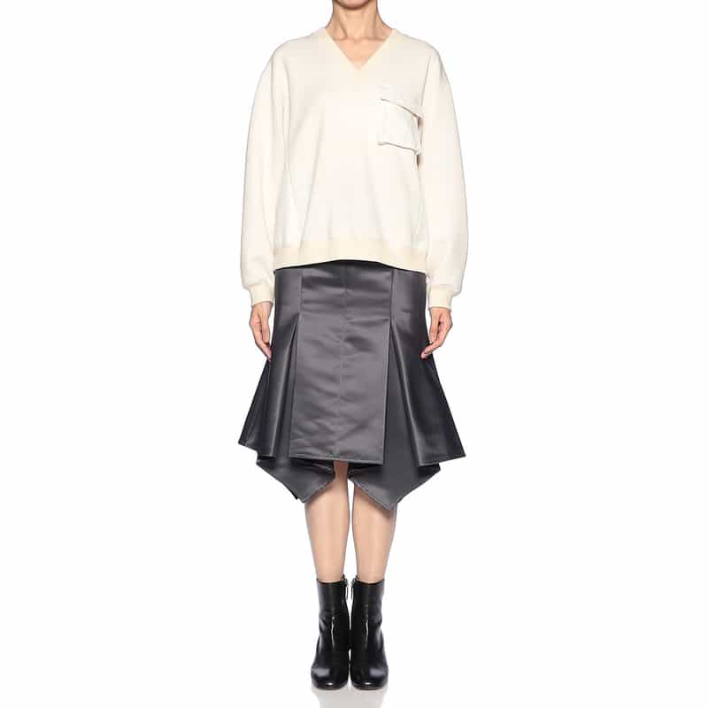 BARNEYS NEW YORK アシンメトリーヘム シャイニー マーメイドスカート GRAY