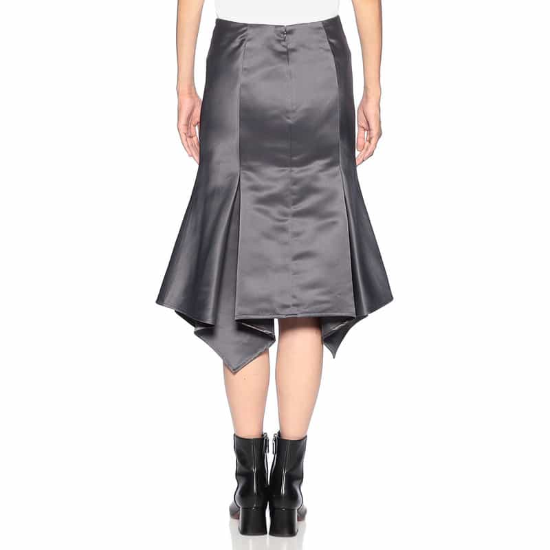 BARNEYS NEW YORK アシンメトリーヘム シャイニー マーメイドスカート GRAY