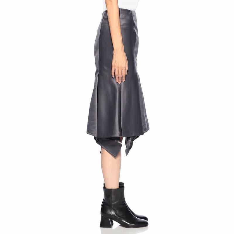 BARNEYS NEW YORK アシンメトリーヘム シャイニー マーメイドスカート GRAY