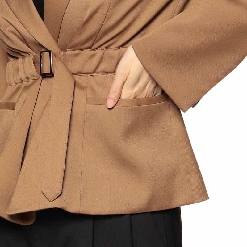 BARNEYS NEW YORK ベルテッド テーラードジャケット CAMEL