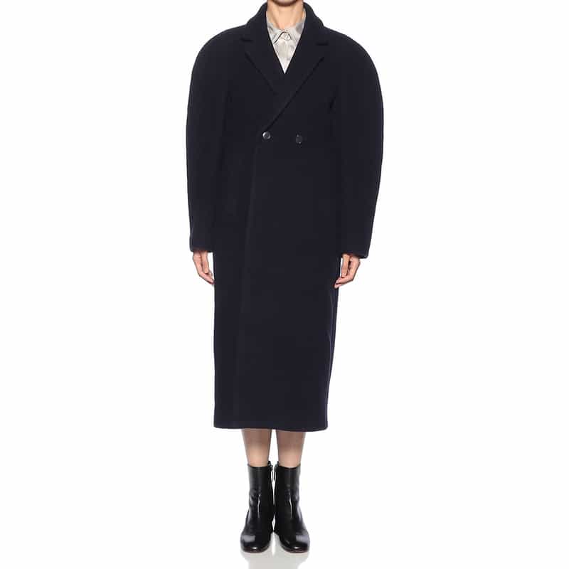 BARNEYS NEW YORK コクーンスリーブ ロングコート NAVY