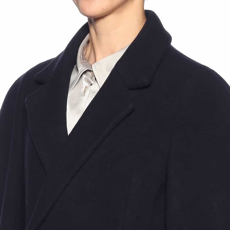 BARNEYS NEW YORK コクーンスリーブ ロングコート NAVY