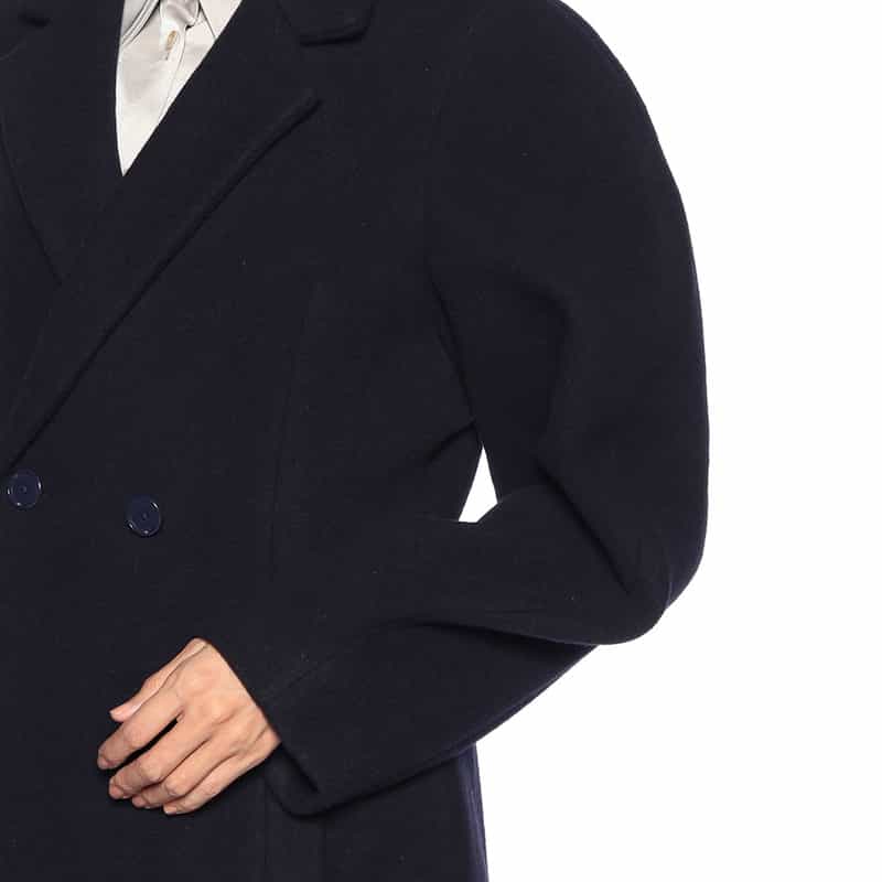 BARNEYS NEW YORK コクーンスリーブ ロングコート NAVY