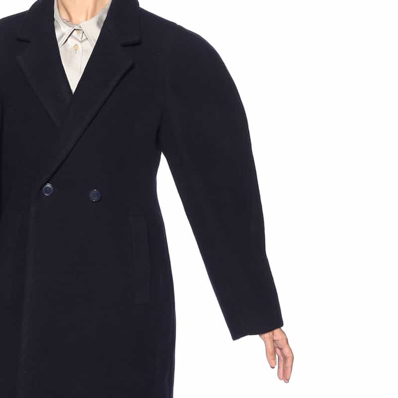 BARNEYS NEW YORK コクーンスリーブ ロングコート NAVY