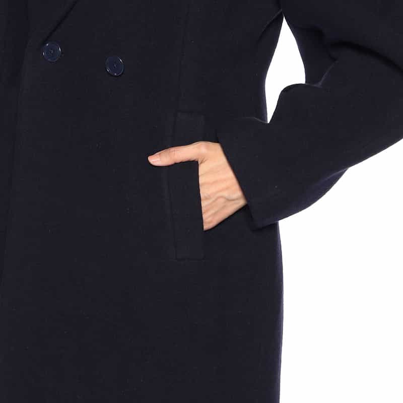 BARNEYS NEW YORK コクーンスリーブ ロングコート NAVY
