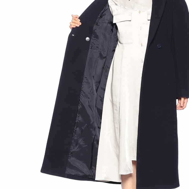 BARNEYS NEW YORK コクーンスリーブ ロングコート NAVY