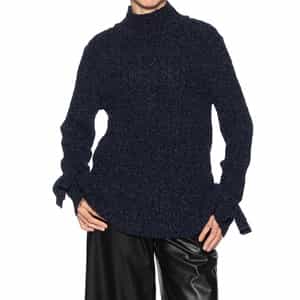 リボンスリーブ タートルネックニットプルオーバー