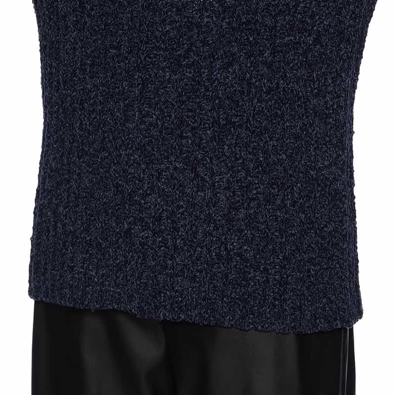 BARNEYS NEW YORK リボンスリーブ タートルネックニットプルオーバー NAVY