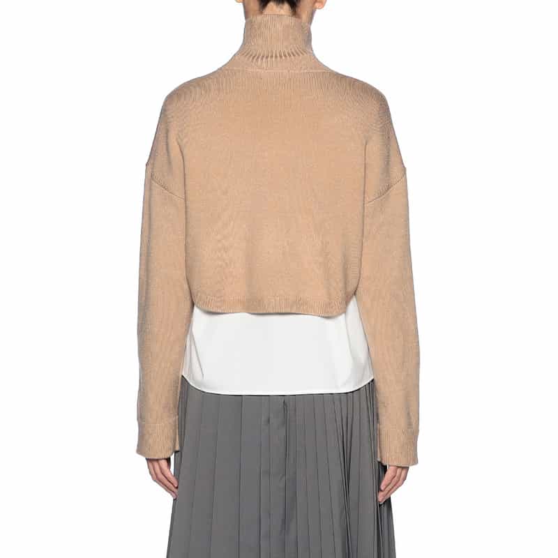 BARNEYS NEW YORK ハイネック クロップドニットプルオーバー BEIGE