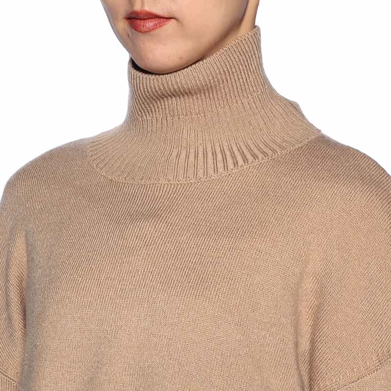 BARNEYS NEW YORK ハイネック クロップドニットプルオーバー BEIGE