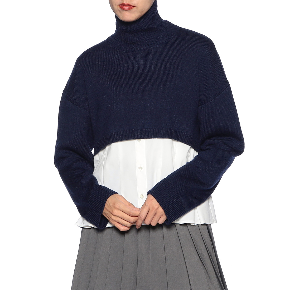 ハイネック クロップドニットプルオーバー