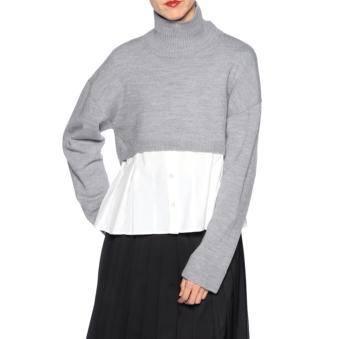 ハイネック クロップドニットプルオーバー