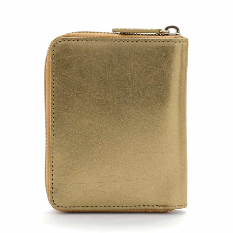 BARNEYS NEW YORK ラウンドジップ ミニウォレット GOLD