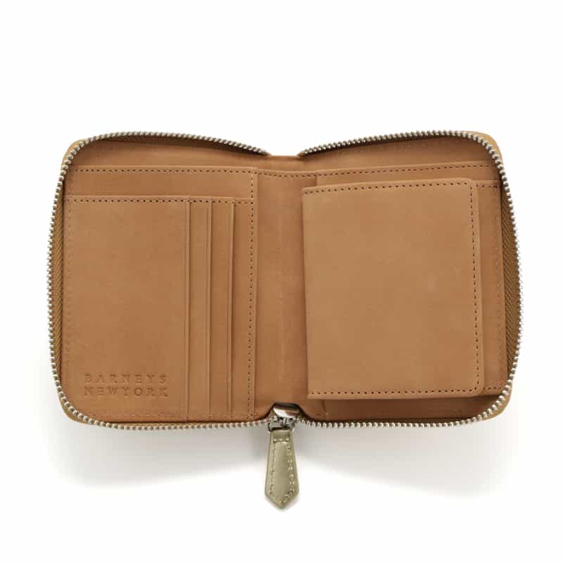 BARNEYS NEW YORK ラウンドジップ ミニウォレット GOLD