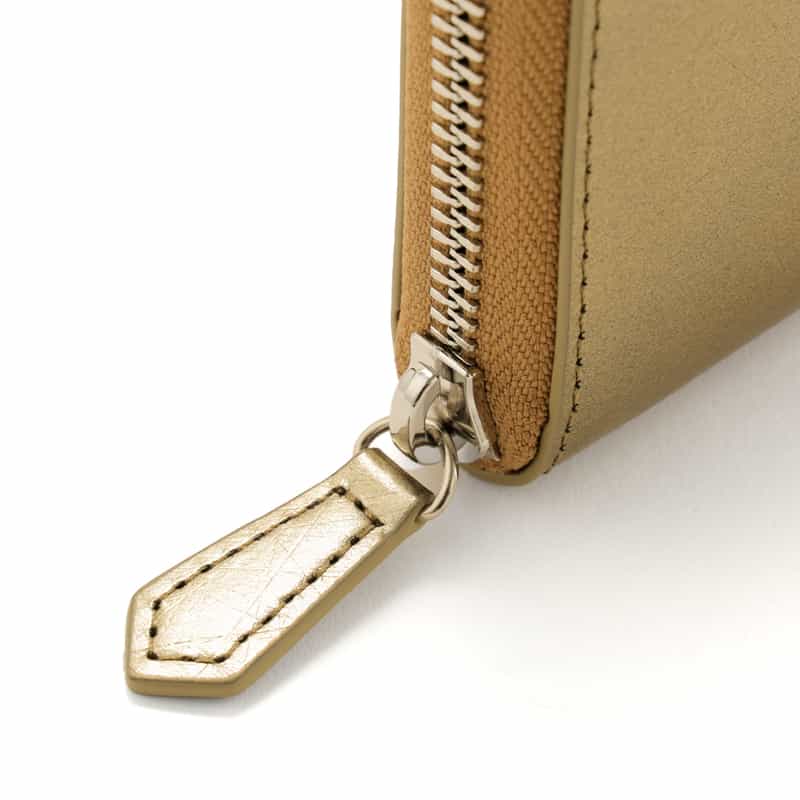 BARNEYS NEW YORK ラウンドジップ ミニウォレット GOLD