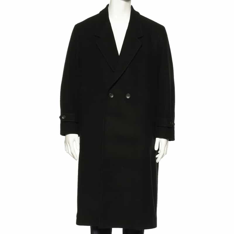 BARNEYS NEW YORK ウール素材ダブルブレスト チェスターコート BLACK