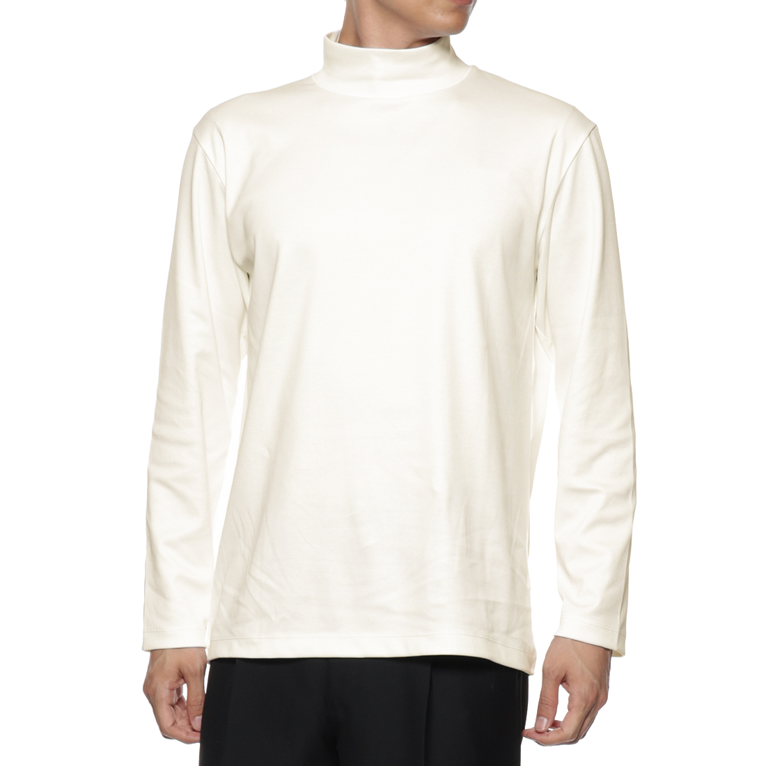 コットンスムース モックネックカットソー