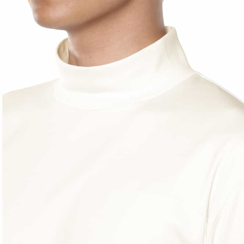 BARNEYS NEW YORK コットンスムース モックネックカットソー WHITE