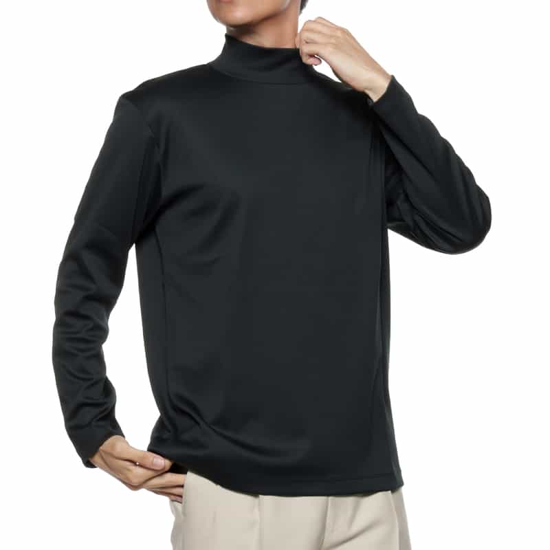 BARNEYS NEW YORK コットンスムース モックネックカットソー NAVY