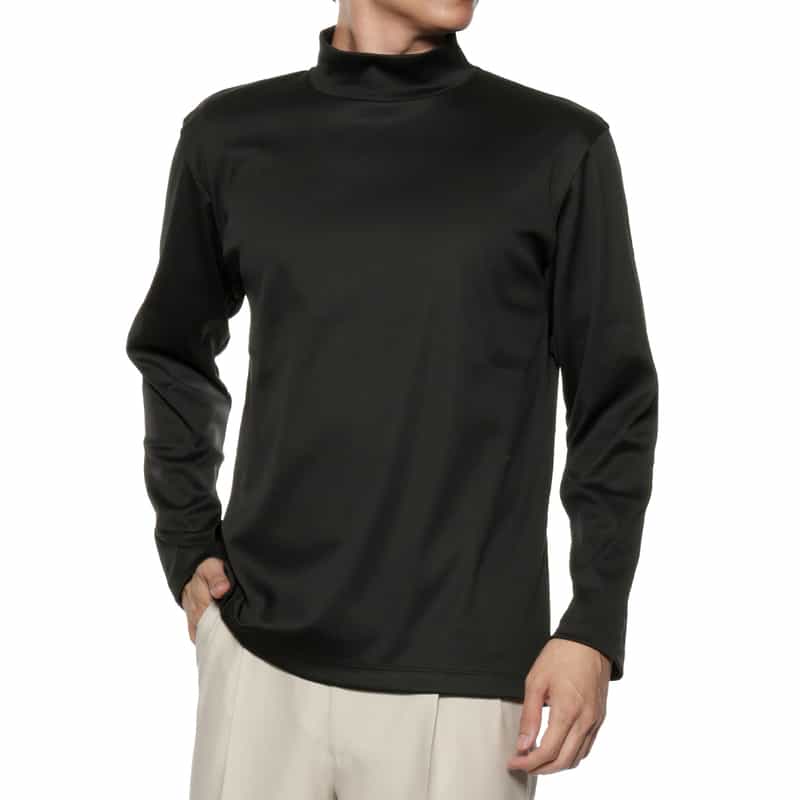 BARNEYS NEW YORK コットンスムース モックネックカットソー BLACK