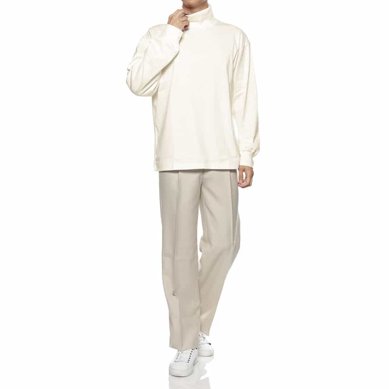 BARNEYS NEW YORK タートルネック オーバーサイズ ロングスリーブTシャツ WHITE