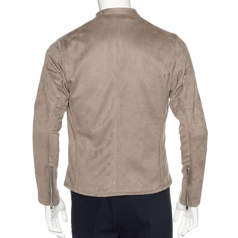 BARNEYS NEW YORK フェイクスエード ライダースジャケット BEIGE