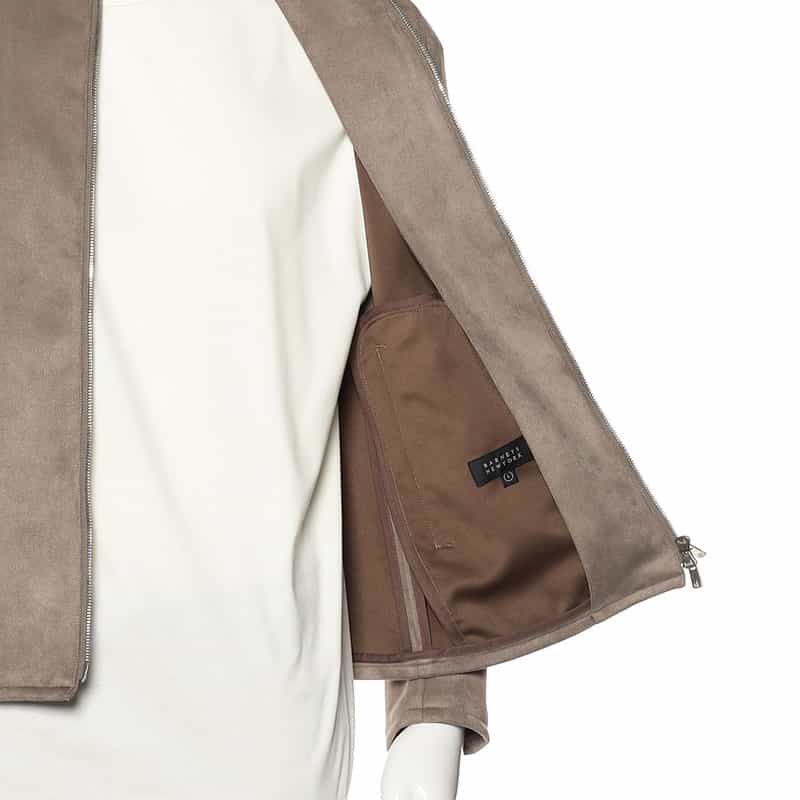 BARNEYS NEW YORK フェイクスエード ライダースジャケット BEIGE