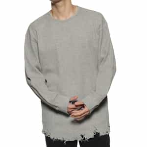 ANCELLM ダメージ トップス カットソー Tシャツ グレー ２ ANCELLM ダメージ トップス カットソー Tシャツ グレー 2