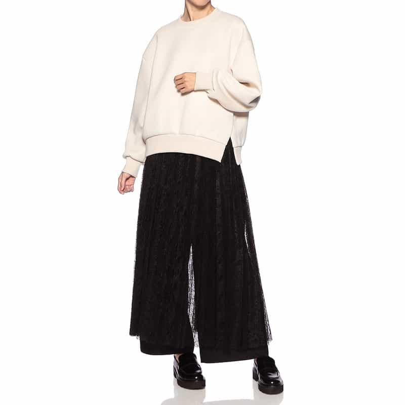 BARNEYS NEW YORK サイドスリット スエットプルオーバー BEIGE